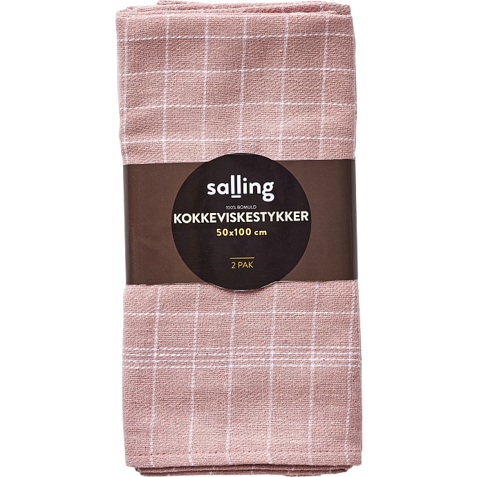 Salling kokkeviskestykke 2-pak - rosa med hvide tern