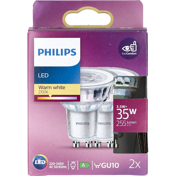Philips LED-pære 35W GU10 2-pak