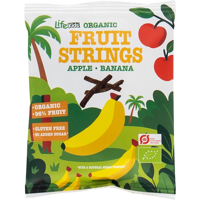 Frugtsnacks m. æble og banan glutenfri øko