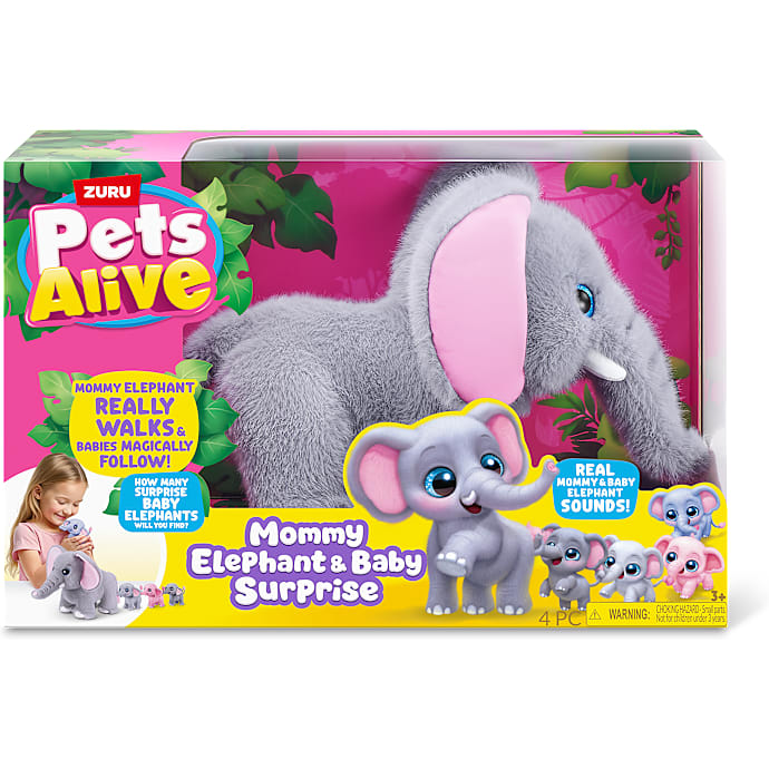 Pets Alive Mommy Elephant and Baby Surprise interaktiv bamse
