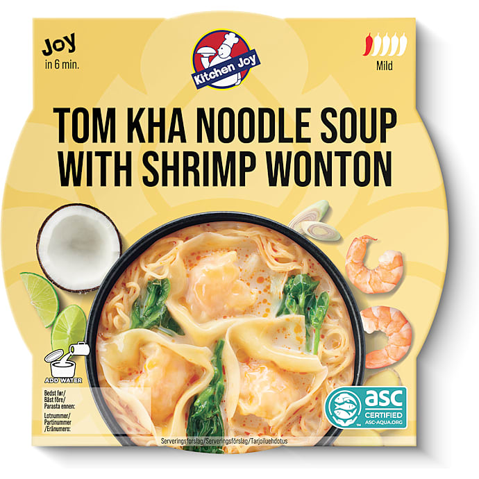 Tom Kha nudelsuppe m. reje wonton
