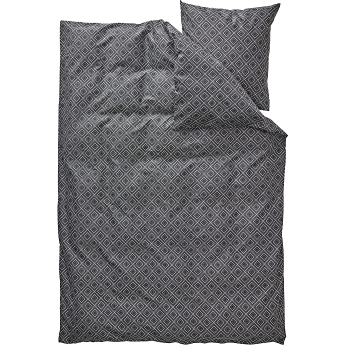 Mikrofiber sengetøj 140x200 cm - prik/firkant grå