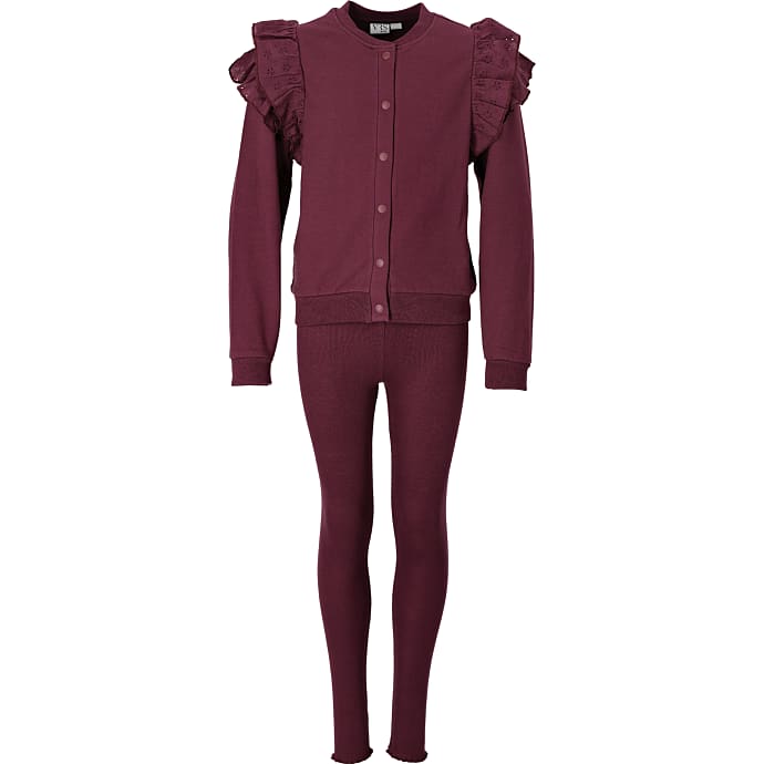 VRS børne sweatcardigan og leggings str. 146/152 - bordeaux