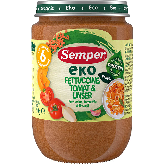 Mos m. spaghetti, tomat og linser fra 6 mdr øko