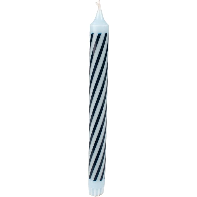 Kronelys med Striber 2,2x24 cm Blå