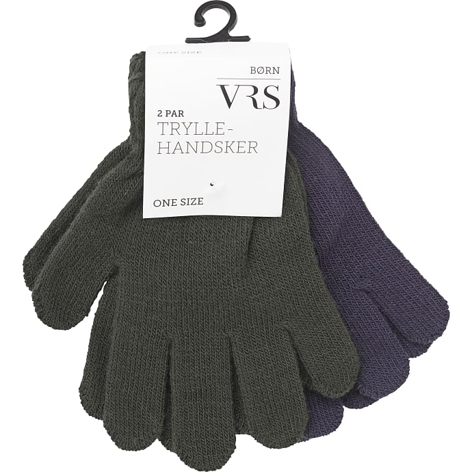 VRS børne 2-pak tryllehandsker str.  onesize - army/navy