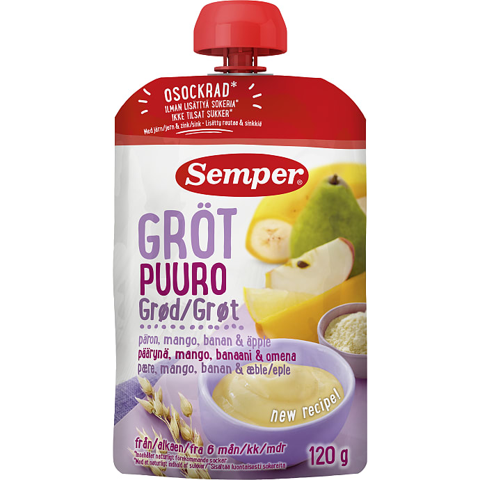 Semper Grødsmoothie Pære & Mango 120 g