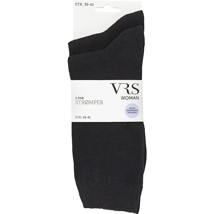 VRS dame 2-pak strømper str. 39/41 - sort