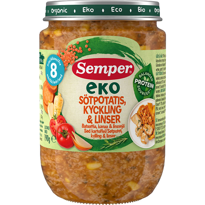 Mos m. sød kartoffel kylling og linser