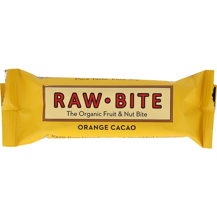 Rawbite Rawbar m. nødder, kakaonips og appelsinsmag øko