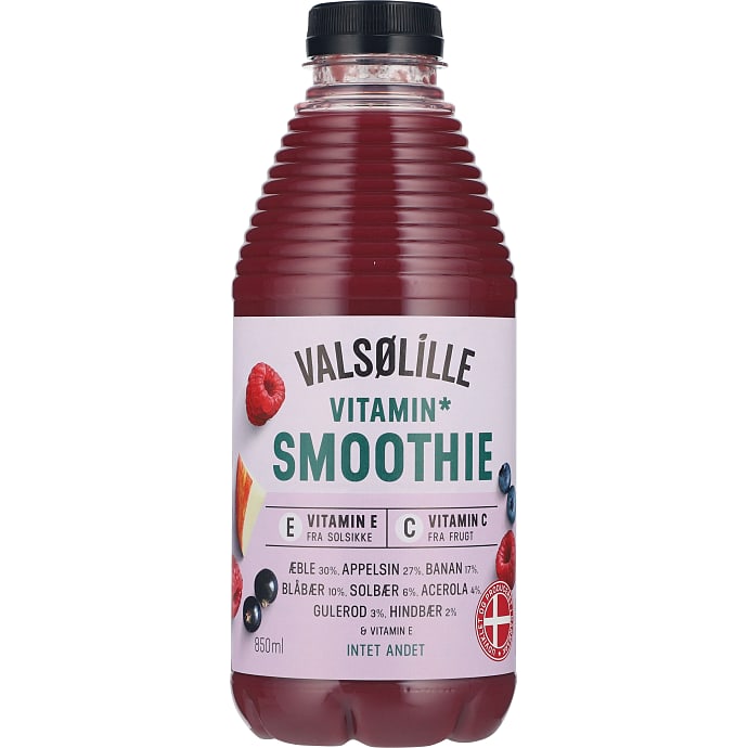 Valsølille Smoothie m. appelsin, æble, banan, blåbær, solbær 850 ml