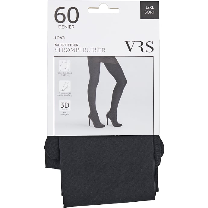 VRS Woman Strømpebukser Microfiber Str. L/XL Sort