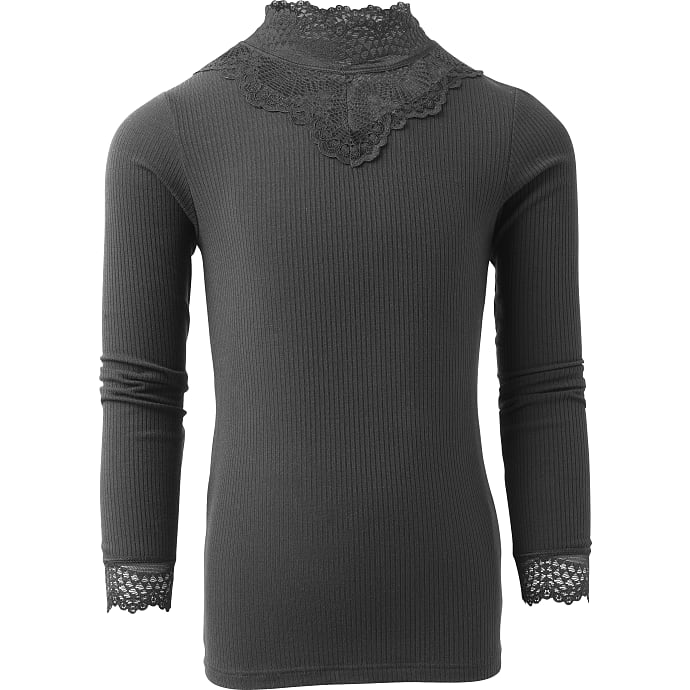 VRS Kids Børne blondebluse str. 98/104 sort