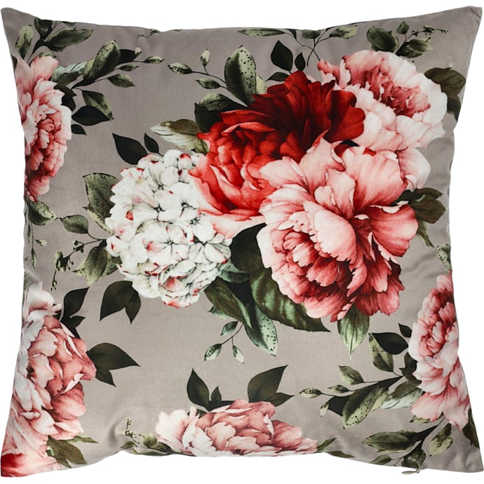 BASIS Pyntepude velour blomsterprint