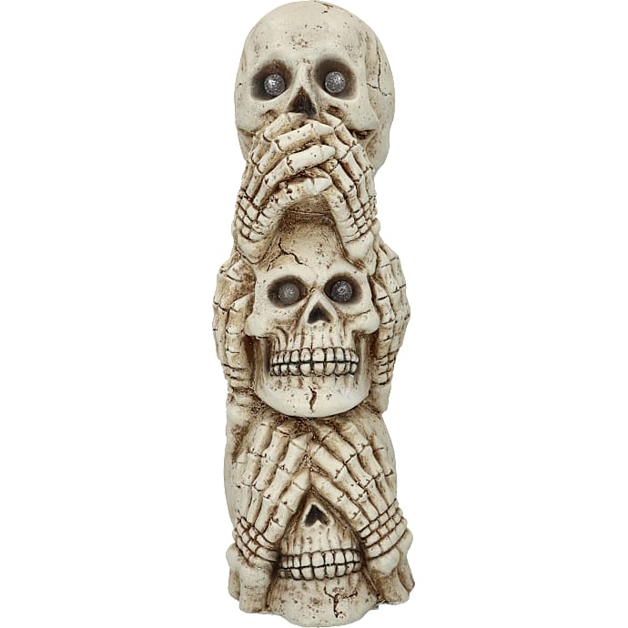 Halloween keramik skelethoveder med LED - hvid
