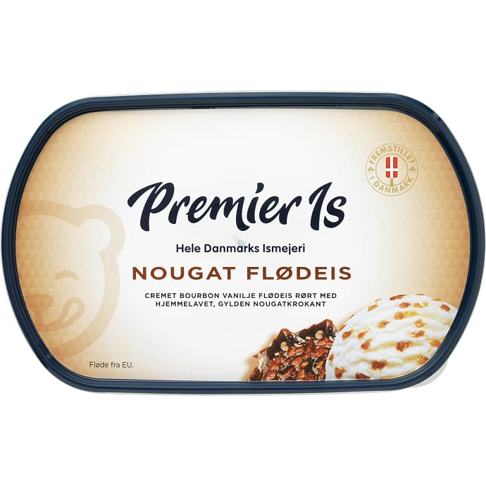 Flødeis m. vanilje og nougatkrokant