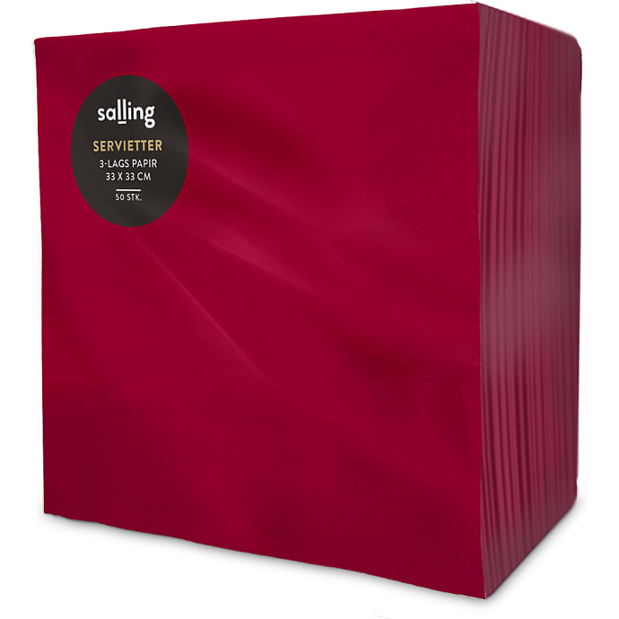 Salling ensfarvede servietter 33x33 cm 50-pak - Rød