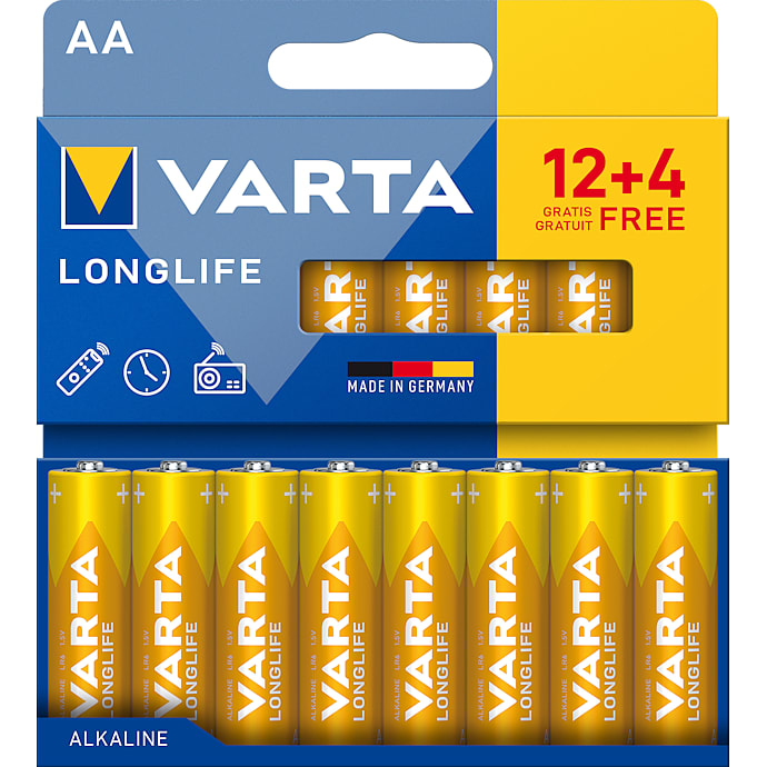 Varta Longlife AA batterier 16-pak (12+4)