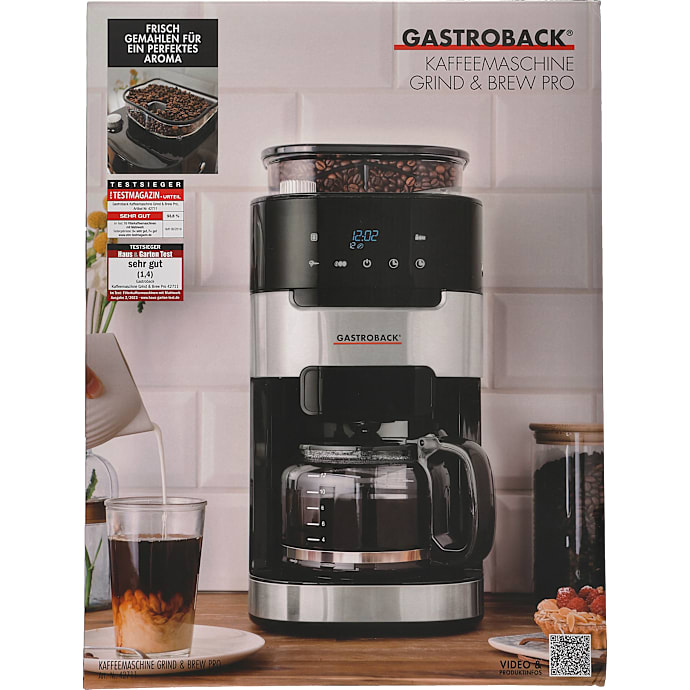 Gastroback Grind&Brew kaffemaskine - sølv/sort