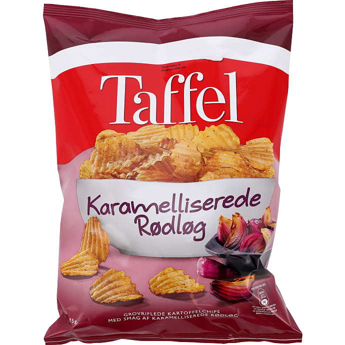 Chips m. karamelliserede rødløg