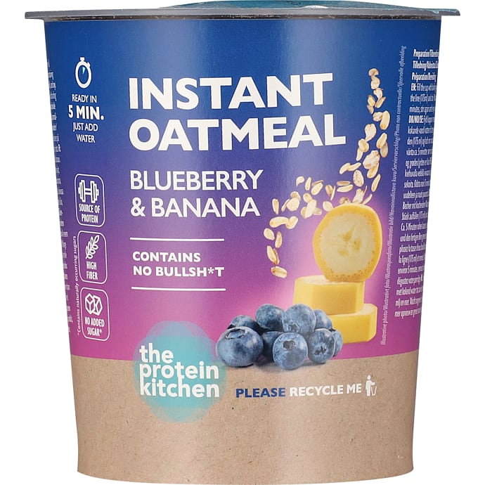 The Protein Kitchen Instant havregrød chia blåbær banan