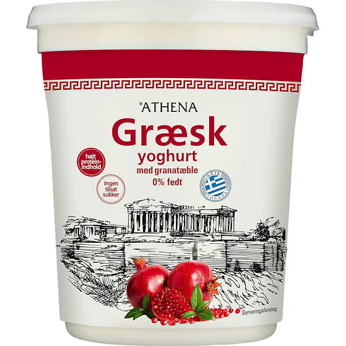 Græsk yoghurt m. granatæblesmag 0% fedt