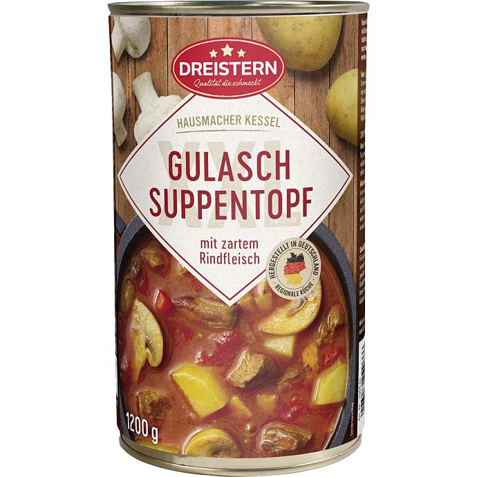 Dreistern Gullaschsuppe med kartofler og oksekød