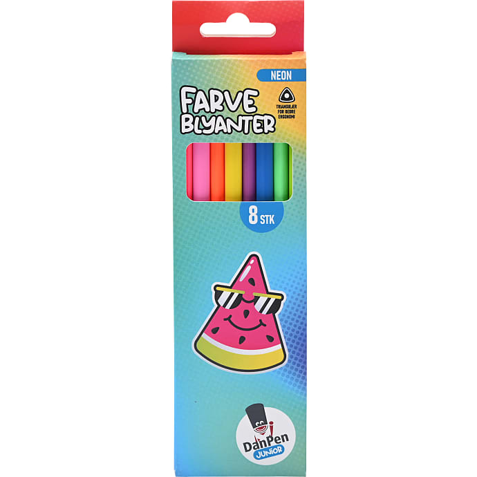 Danpen junior farveblyanter neon 8-pak