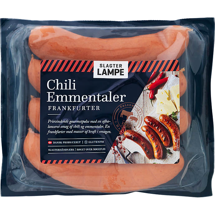Slagter Lampe Frankfurter med Chili-Emmentaler 76% Kød