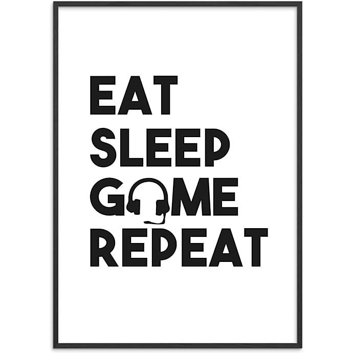 Citatplakat Gamer Eat Sleep Game Repeat 50x70