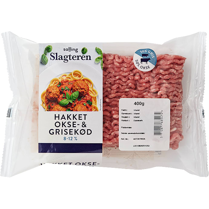 Slagteren Hakket okse- og grisekød 8-12% fedt 400 g