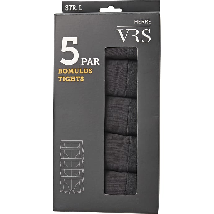 VRS herre 5-pak tights str. M - sort