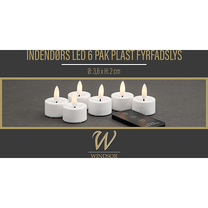 Windsor LED 6-pak plast fyrfadslys - hvid – produktbillede