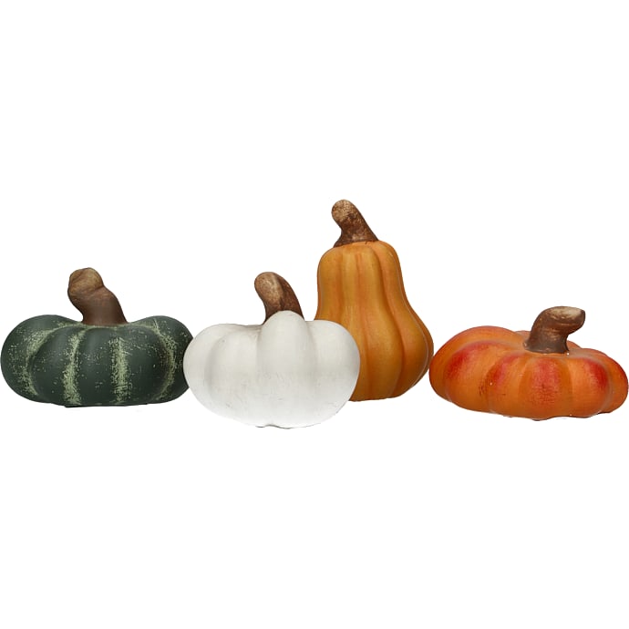 Efterårs keramik mini pyntegræskar Ø: 6 cm - flere varianter - assorteret