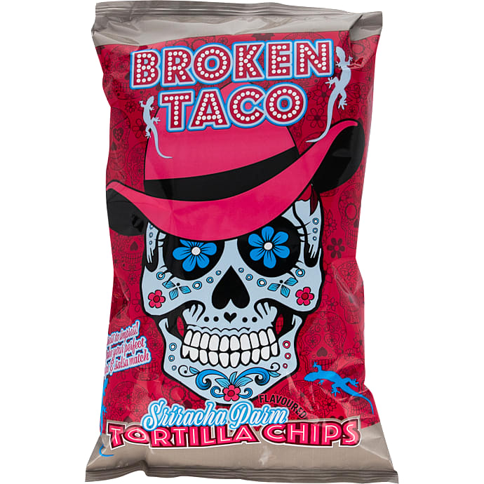 Broken Taco Tortillachips m. sriracha og parmesanost
