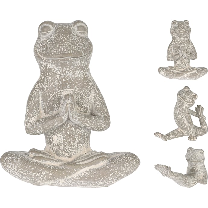 Havefigur yoga frø i polystone 22 cm