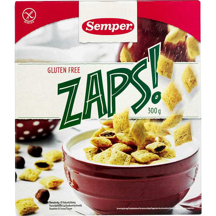 Zaps m. hasselnødde- og kakaofyld glutenfri