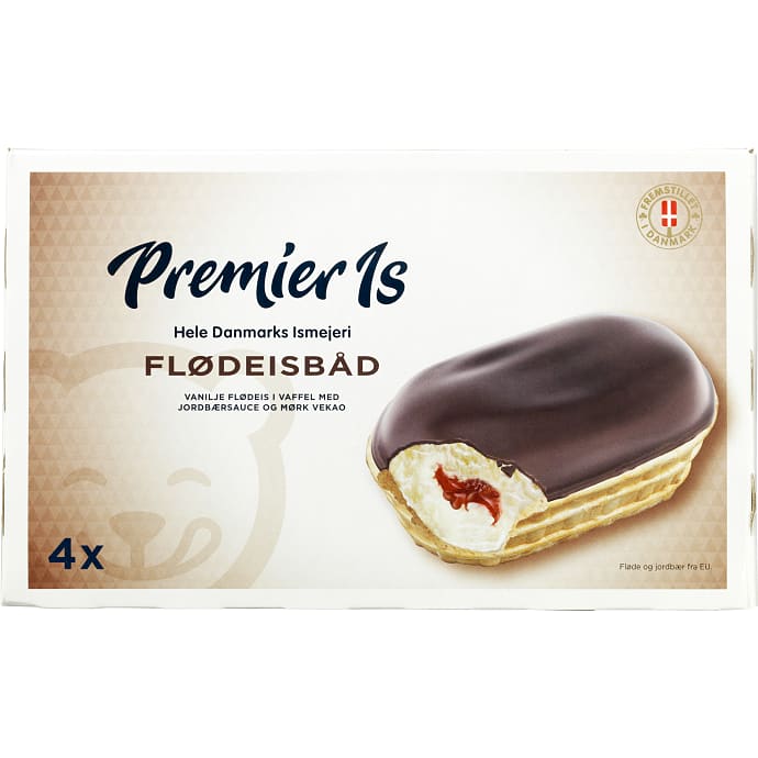 Flødeis m. jordbærsauce