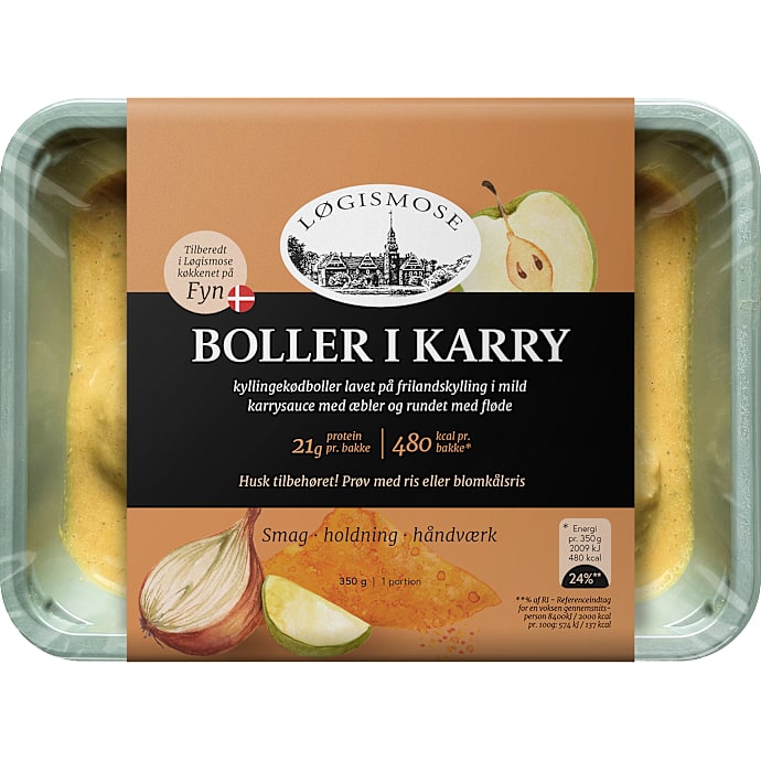 Løgismose Boller i karry m. kylling og æble