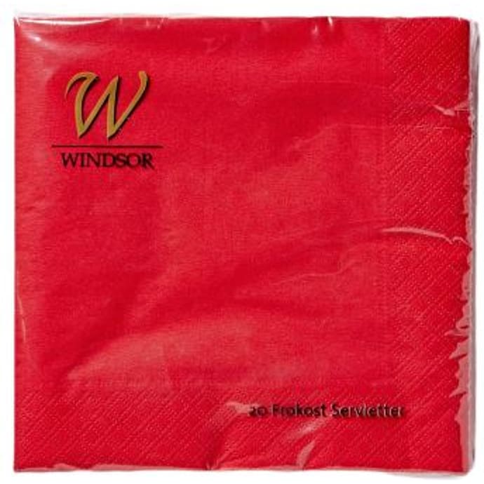 Windsor ensfarvede servietter 33x33 cm 20-pak - Rubinrød