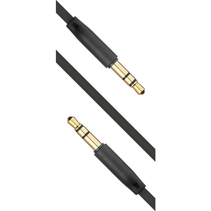 Fixed audio 2x3,5 mm fladt kabel 1 meter - sort