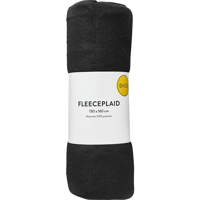 BASIS fleeceplaid 130x160 cm sort