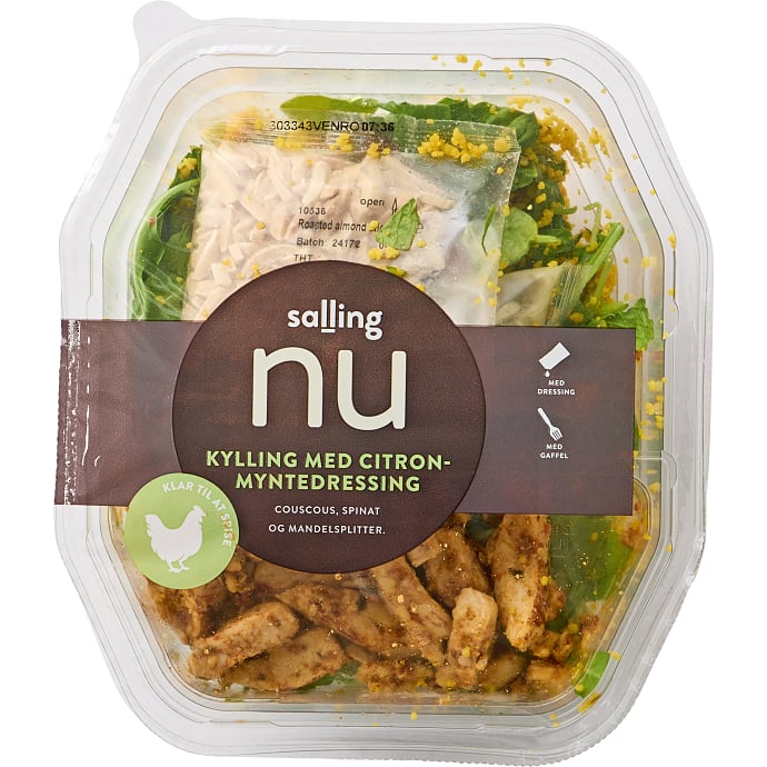 Måltidssalat m. kylling, couscous og citron-myntedressing