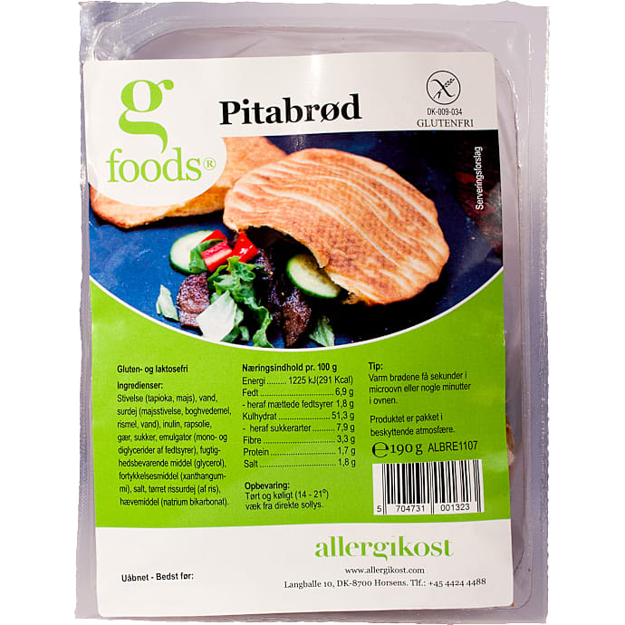 Pitabrød glutenfri laktosefri