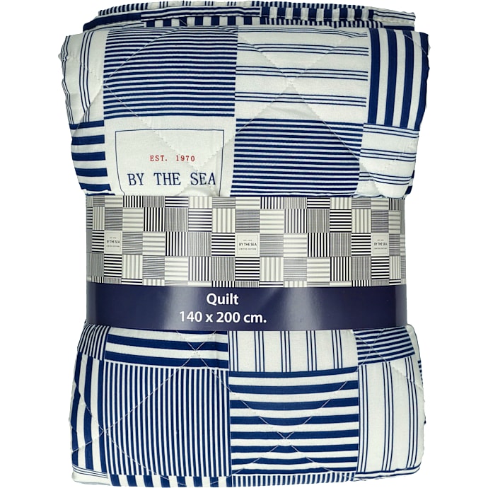 Vattæppe maritime striber beige og blå
