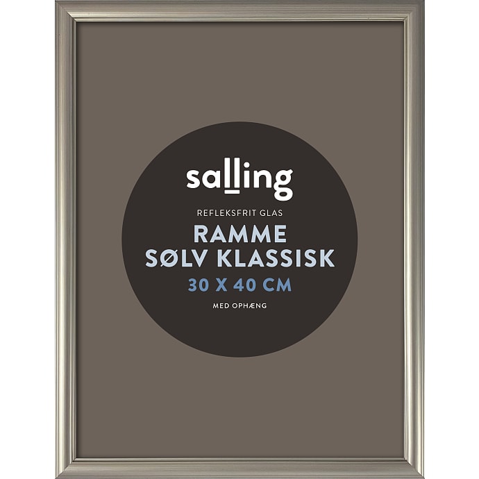 Salling Klassisk Sølvfarvet Ramme med Refleksfrit Glas 30x40 cm