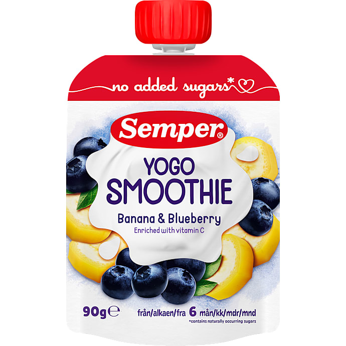 Semper Frugtmos Yoghurt Banan Blåbær 90 g