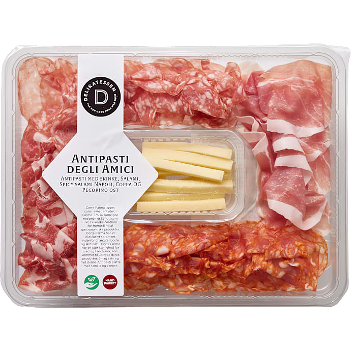 Tapasplatte m. pecorino, tørret skinke, napoli salami og coppa
