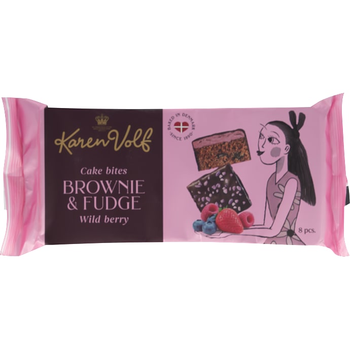 Brownie m. chokoladestykker og skovbær