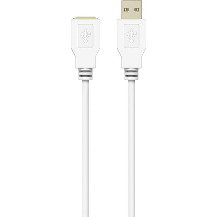 Sinox USB A til A forlængerkabel 2 meter - hvid